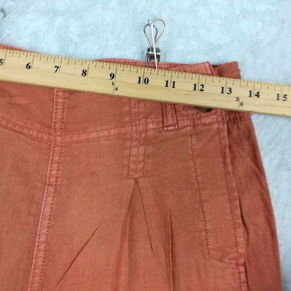 American Eagle Womens Pants Wide Leg Cropped Linen Blend Baggy Burnt Orange 6 - Picture 3 of 12